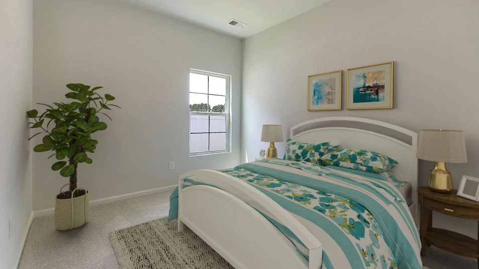Furnished private bedroom with natural light